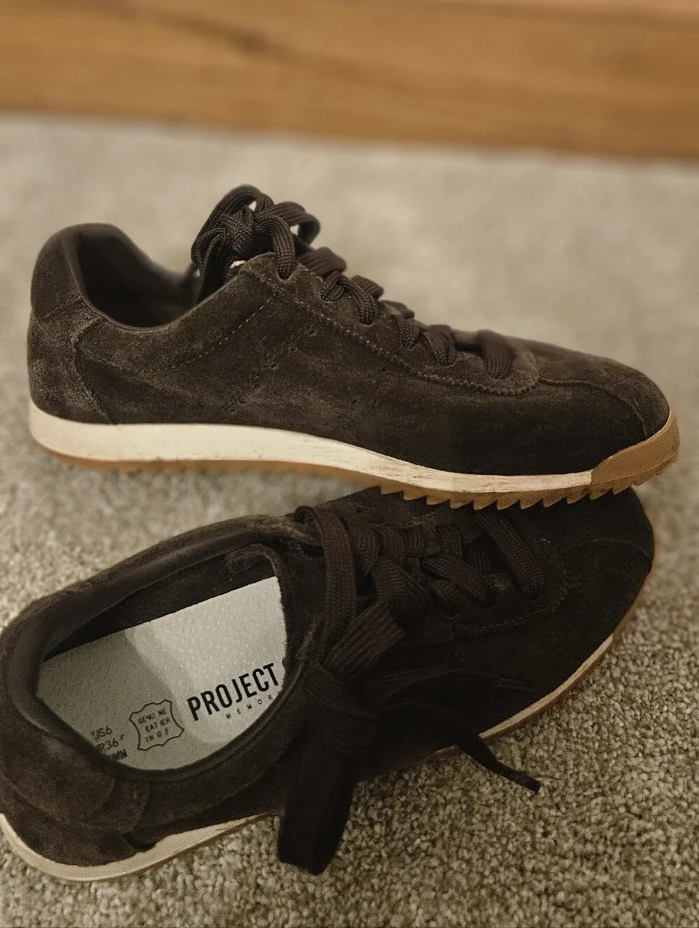 Project Cloud Womens Brown Suede Casual Lace-Up Sneakers Size 6